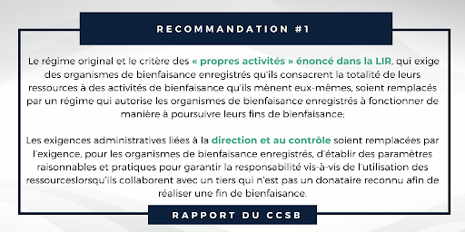 Recommandation #1 du premier rapport du CCSB