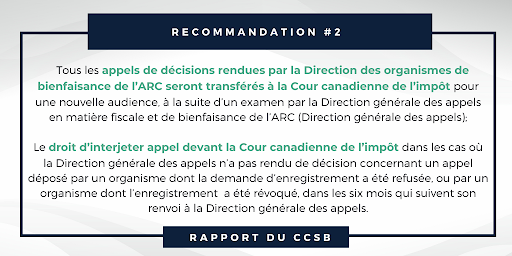 Recommandation #2 du premier rapport du CCSB
