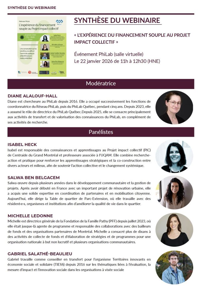 Image couverture de la synthèse du webinaire l'expérience du financement souple au Projet impact collectif