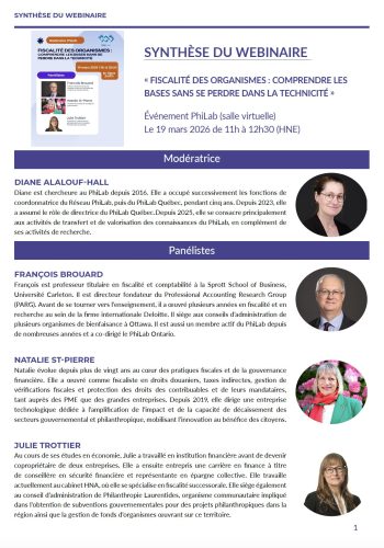 couverture de la synthèse du webinaire fiscalité des organismes